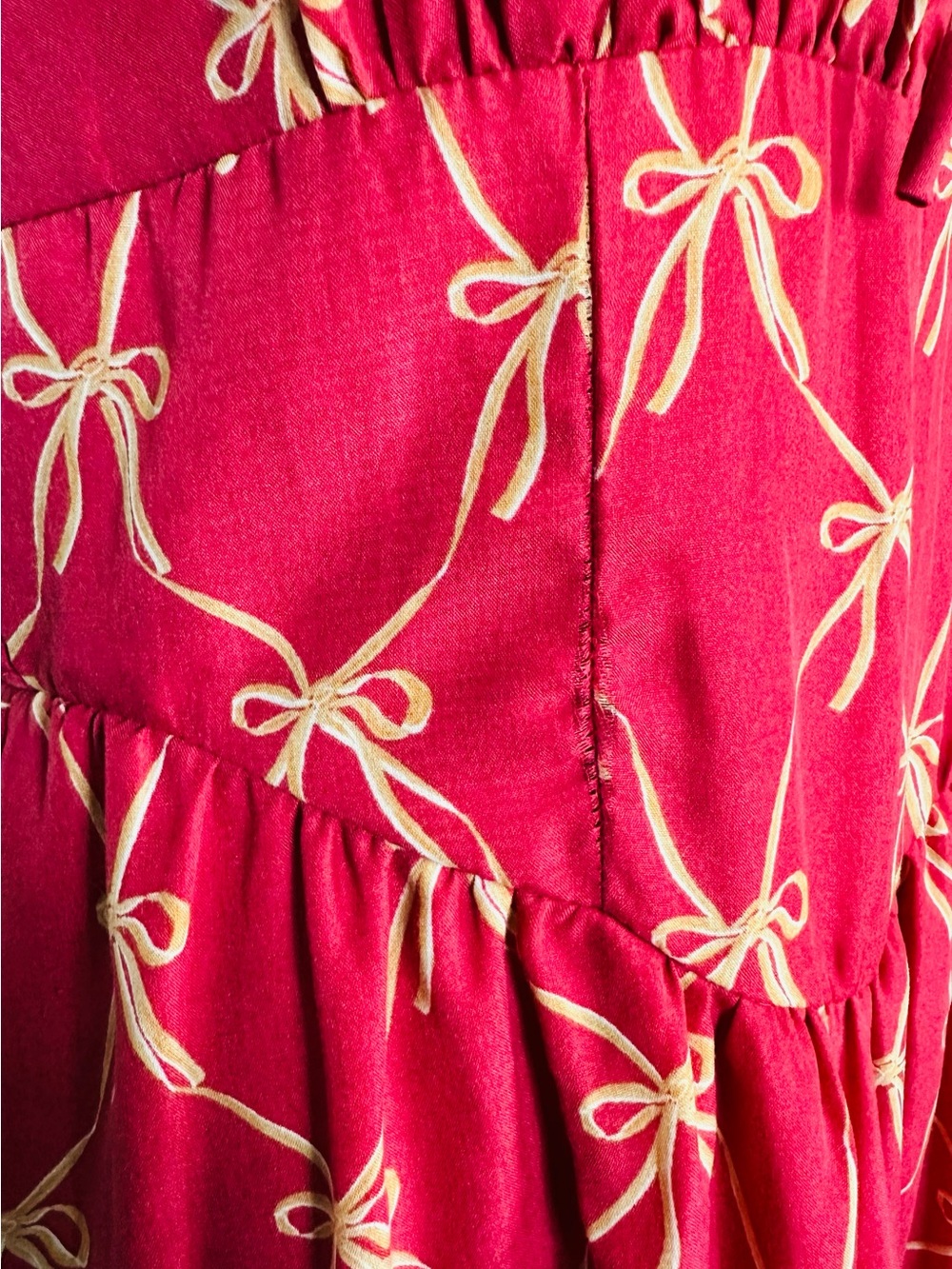 3 for $36 Sale Red Bow-Print Tie-Front Midi Dress - Picture 10 of 13